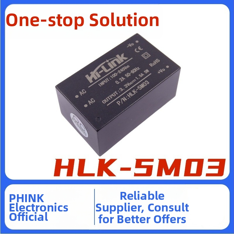 HLK-5M03 AC-DC szigetelt kapcsolóüzemű tápegység modul, bemenet 220V, kimenet 3.3V, 1.5A, 5W, alacsony ripple