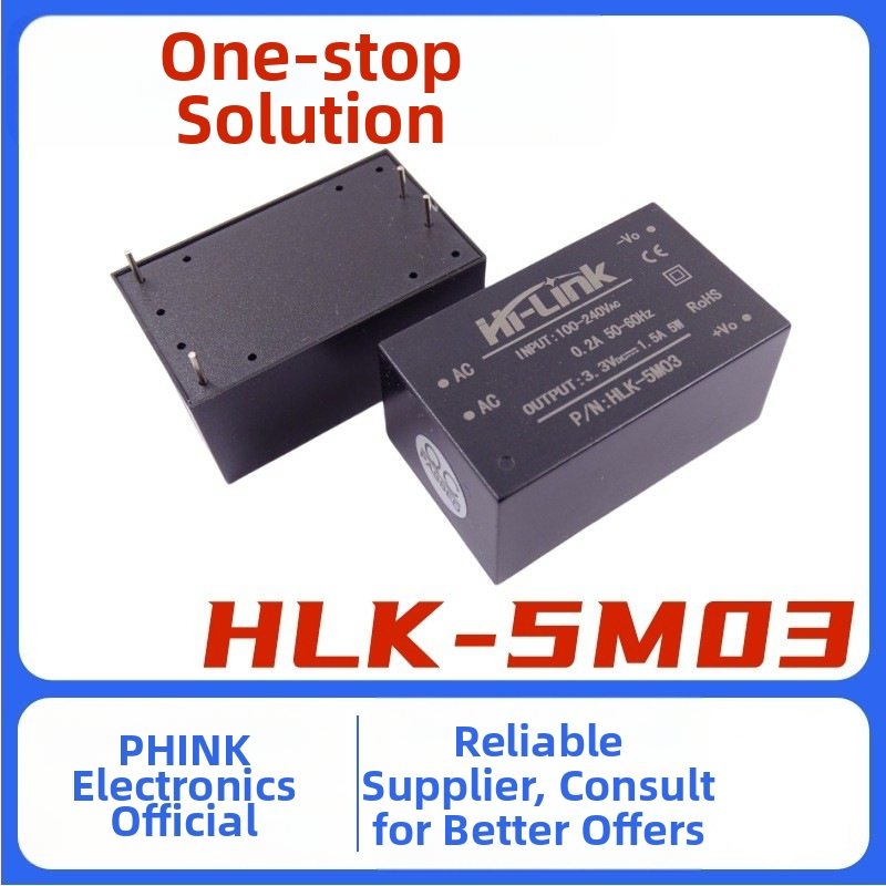 HLK-5M03 AC-DC szigetelt kapcsolóüzemű tápegység modul, bemenet 220V, kimenet 3.3V, 1.5A, 5W, alacsony ripple