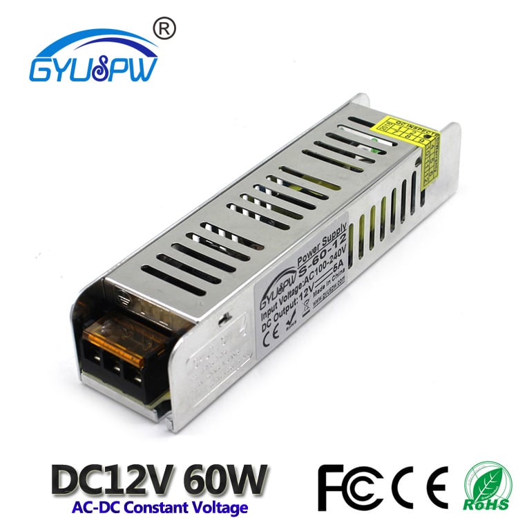 Napajanje za LED trake 12V 60W, konstantno napajanje, AC/DC pretvarač, ulaz 100-240V, IP20, unutarnja upotreba