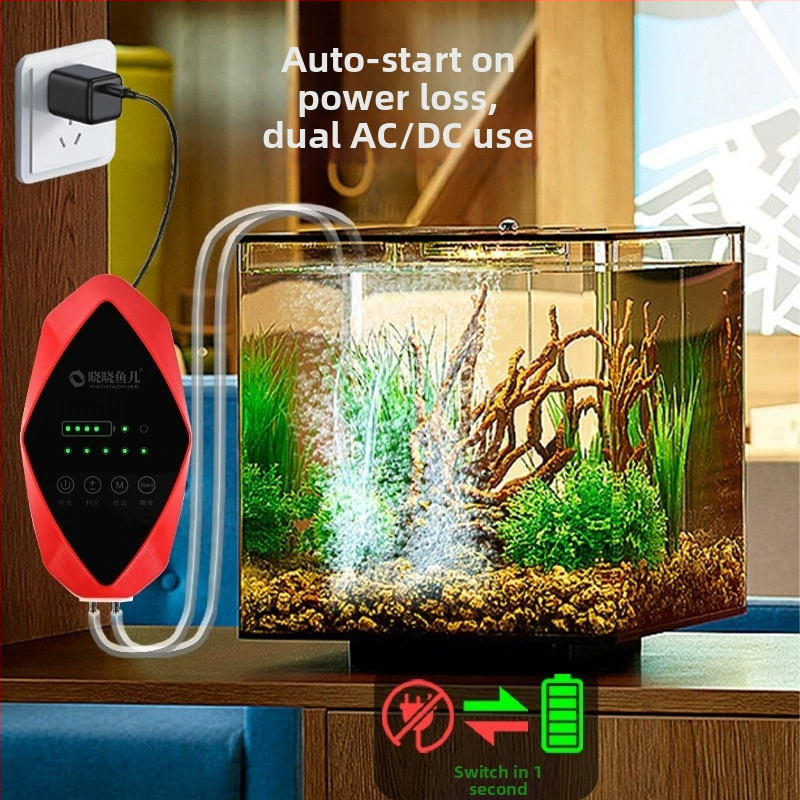 Pompa de oxigen pentru acvariu, alimentare AC — ultra-quiet, aerare puternică, greutate 1,6 kg, zgomot 30 dB, Xiaoxiao Fish