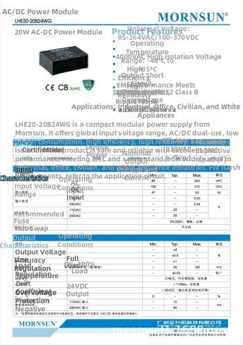 LHE20-20B24WG 20W 24V/850mA sklopno napajanje CE