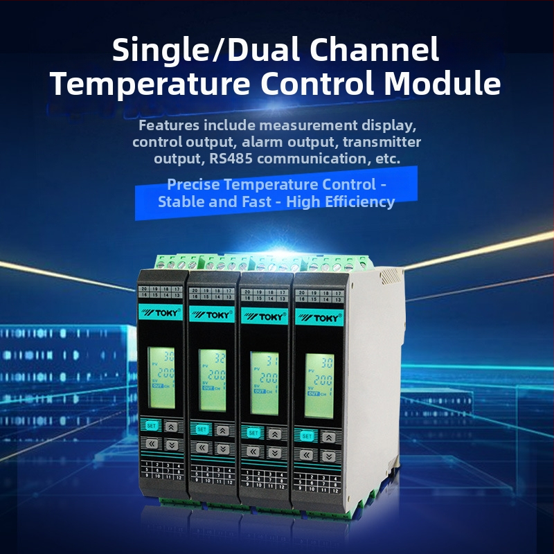 Dvojkanálový termostatný modul na lište GTE2-RC28/RC20/SC28-T/R, napájanie 100–240 VAC/DC, presnosť ±0,5%, rozsah -50 až 1200