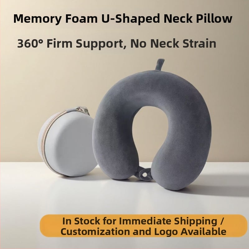 U-oblik jastuk za vrat s memorijskom pjenom, Crystal Velvet navlaka, jezgro 200 g, za odrasle – pogodno za putovanja avionom i kratki odmor u uredu