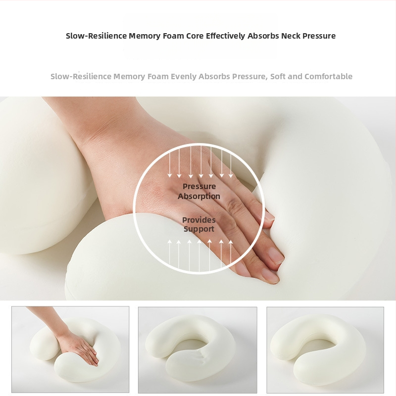 U-oblik jastuk za vrat s memorijskom pjenom, Crystal Velvet navlaka, jezgro 200 g, za odrasle – pogodno za putovanja avionom i kratki odmor u uredu