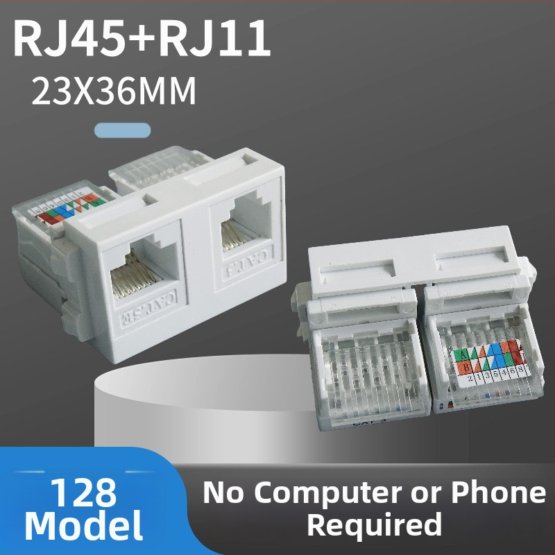 PZ 128-typ dvojportovej siete a telefónneho modulu — nástenný panel s spojovacou skrinkou a zásuvkou