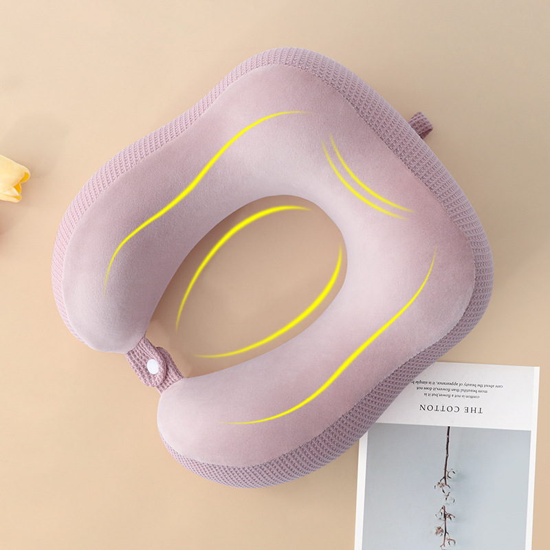 Μαξιλάρι ταξιδιού σε σχήμα U για τον αυχένα με αφρό μνήμης, ύφασμα βάφλα, για ενήλικες, μοντέρνο μινιμαλιστικό στυλ Bai Mei