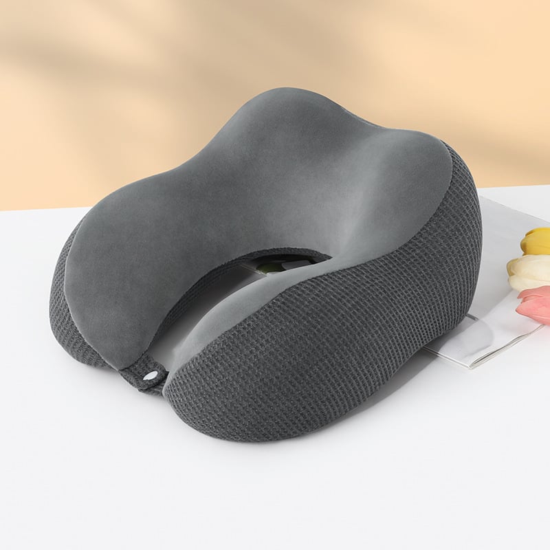 Μαξιλάρι ταξιδιού σε σχήμα U για τον αυχένα με αφρό μνήμης, ύφασμα βάφλα, για ενήλικες, μοντέρνο μινιμαλιστικό στυλ Bai Mei