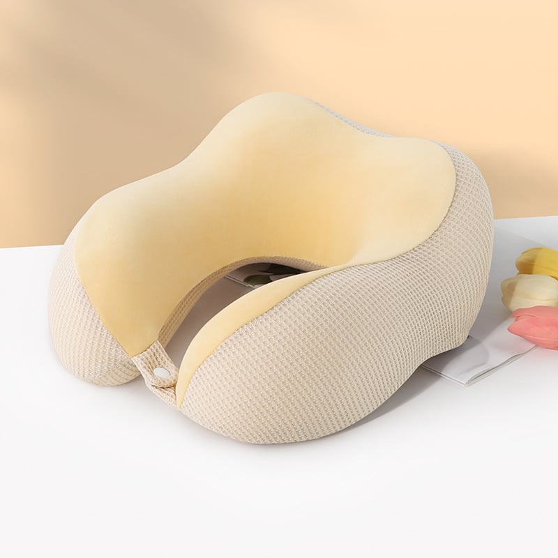 Μαξιλάρι ταξιδιού σε σχήμα U για τον αυχένα με αφρό μνήμης, ύφασμα βάφλα, για ενήλικες, μοντέρνο μινιμαλιστικό στυλ Bai Mei
