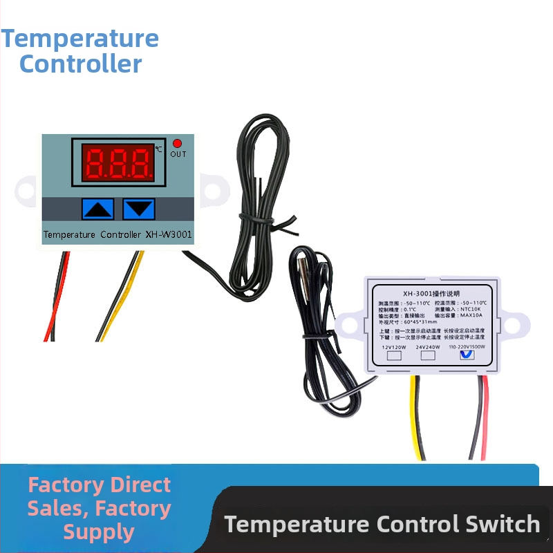 XH-W3001/XH-W3002 digitális termosztát kapcsoló modul, hőmérséklet kijelző, pontosság ±0.1℃, tápellátás 12V-220V