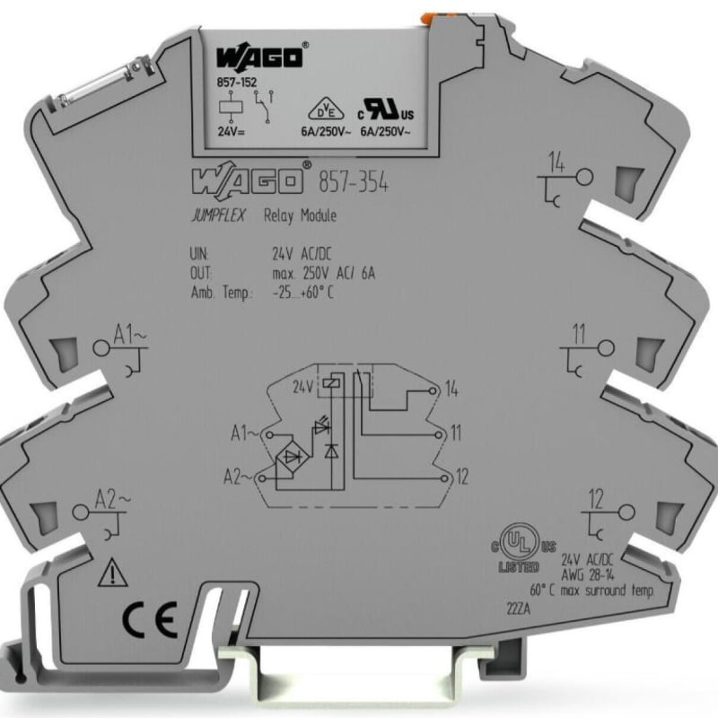 857-354 Γερμανικό ρελέ μοντέλο, είσοδος 24 V AC/DC, 1 επαφή Form-C