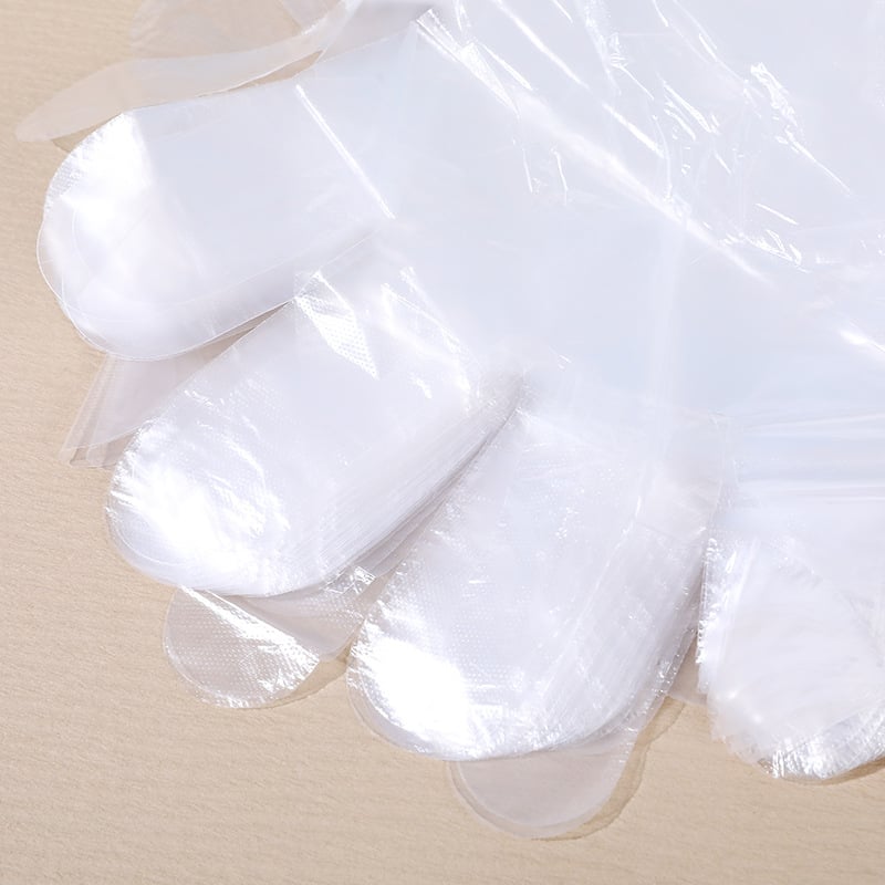 Chenxi egyszer használatos átlátszó műanyag kesztyűk, élelmiszer-minőségű, porálló, vastagság 0,05–0,1 mm