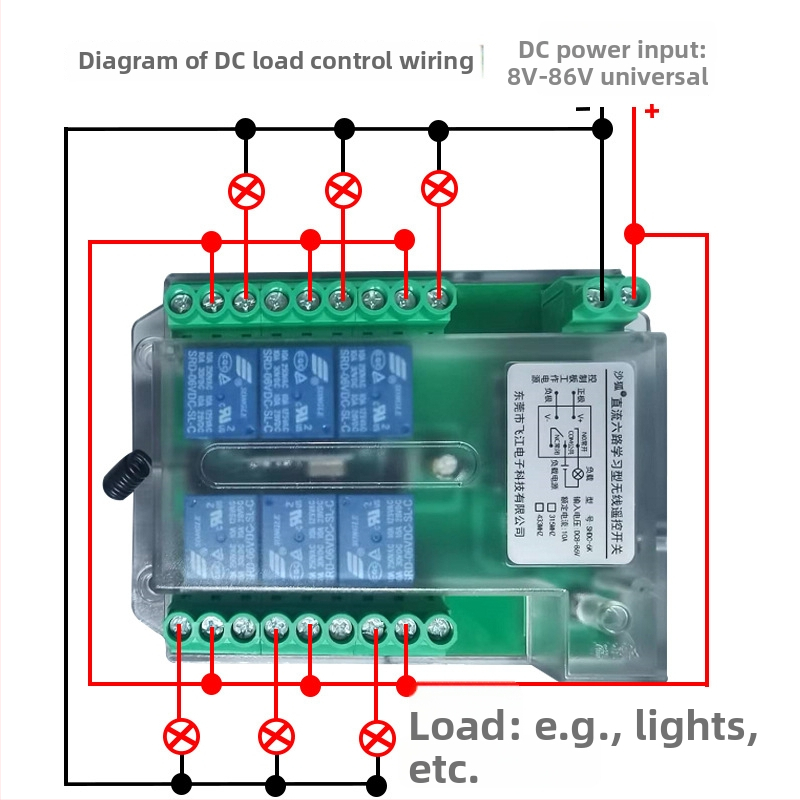 Bežični prekidač daljinskog upravljanja sa 6 kanala, transiver modul, funkcija učenja, 12–24 V