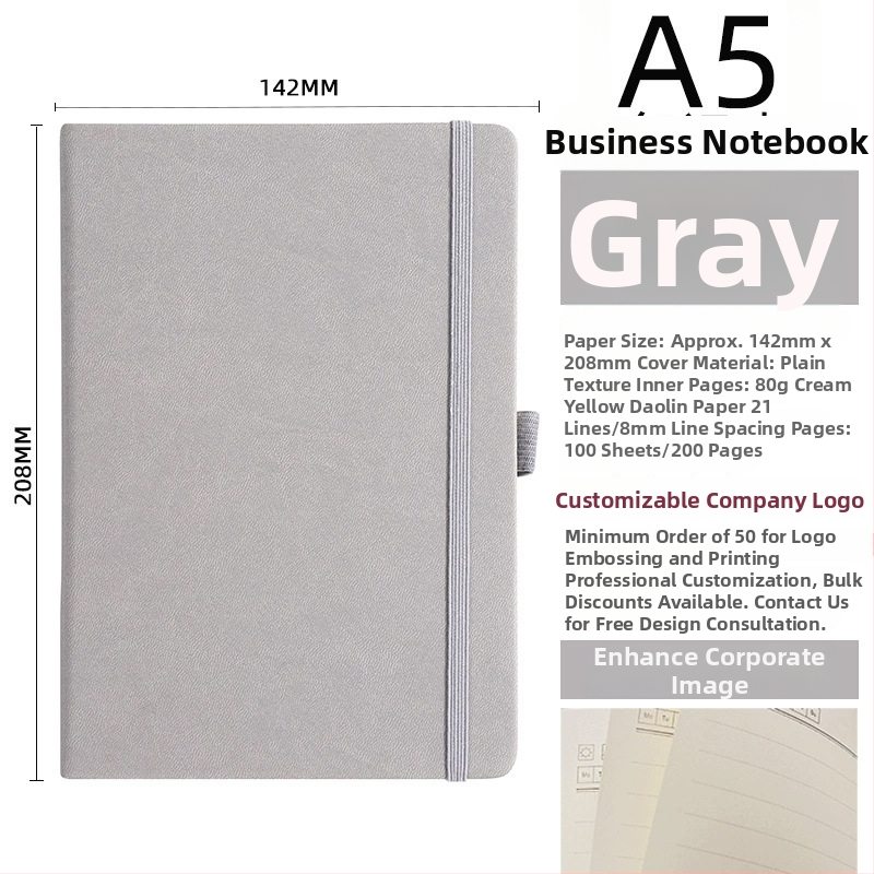 Bilježnica s PU koricom, šivano povezivanje nitom, Dowling papir, 80 gsm, 50-100 stranica.