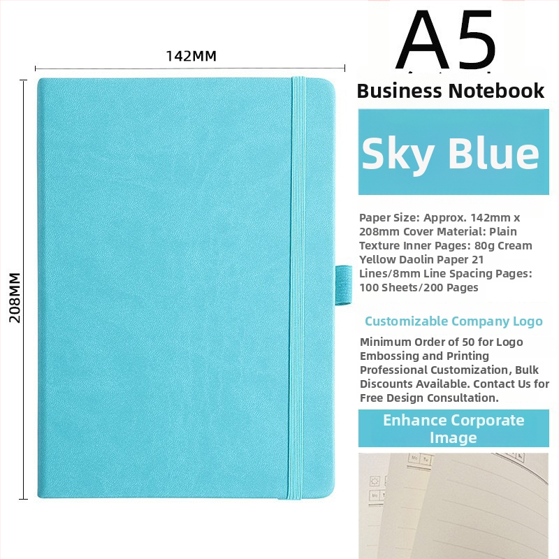 Bilježnica s PU koricom, šivano povezivanje nitom, Dowling papir, 80 gsm, 50-100 stranica.