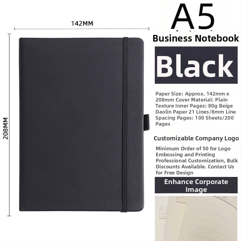 Bilježnica s PU koricom, šivano povezivanje nitom, Dowling papir, 80 gsm, 50-100 stranica.