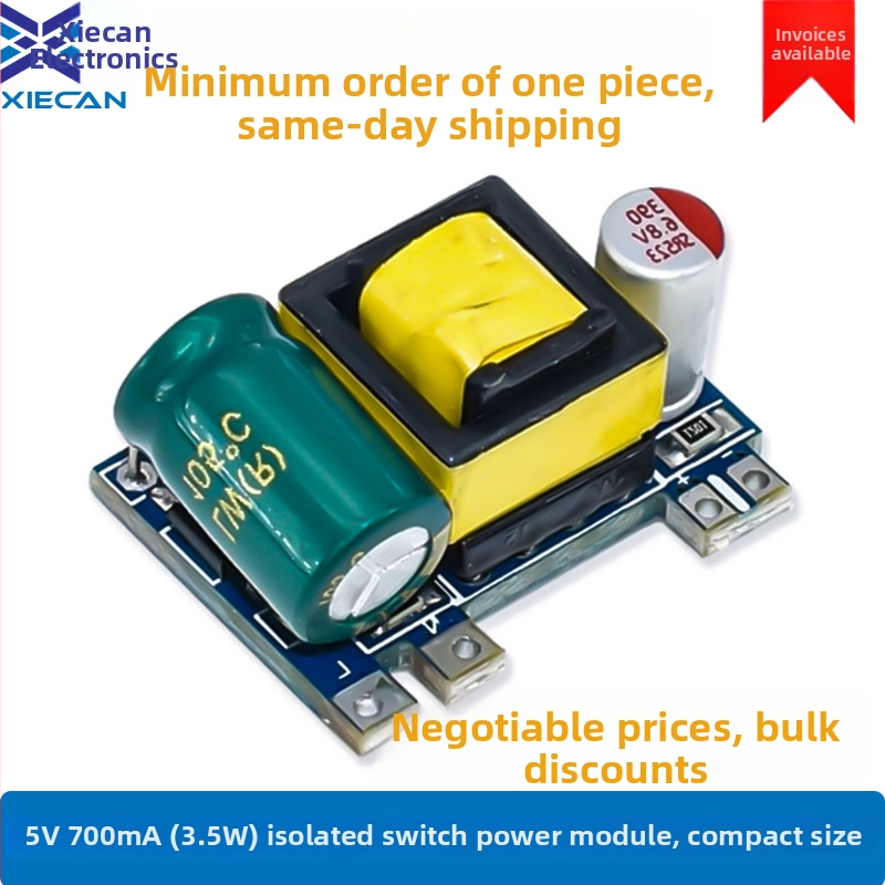 Izolovaný AC-DC krokový napájací modul, výstup 5V 0,7A (3,5W), ochrana proti nadprúdu a skratke