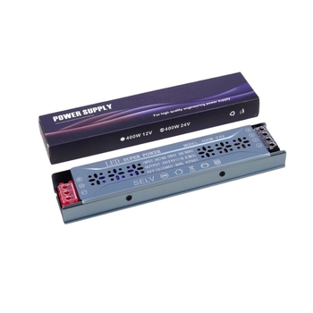 Sursă de alimentare pentru bandă LED, cu comutator, 95% eficiență, IP20, dimensiuni 205×50×23 mm, greutate 232 g
