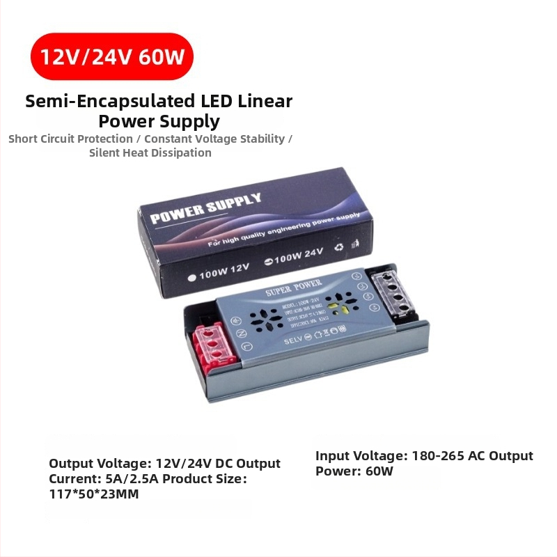 Napájanie pre LED pás, s prepínačom, 95% účinnosť, IP20, rozmery 205×50×23 mm, hmotnosť 232 g