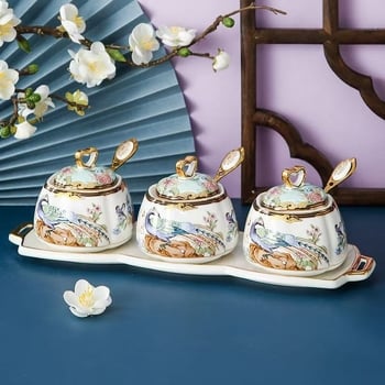 Set ceramic pentru condimente de bucătărie — logo imprimat, personalizare, lansat în 2023, Stil nou chinezesc