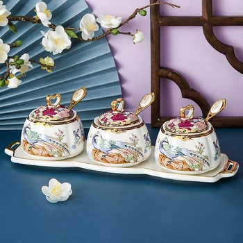 Set ceramic pentru condimente de bucătărie — logo imprimat, personalizare, lansat în 2023, Stil nou chinezesc