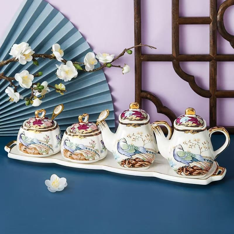 Set ceramic pentru condimente de bucătărie — logo imprimat, personalizare, lansat în 2023, Stil nou chinezesc