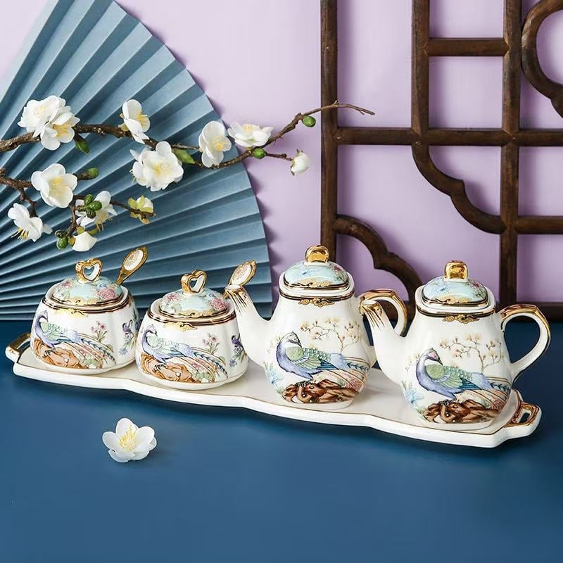 Set ceramic pentru condimente de bucătărie — logo imprimat, personalizare, lansat în 2023, Stil nou chinezesc