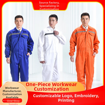 Pánske kamuflážne kombinézy, voľný strih, jednovrstvá pracovná kombinéza z bavlno-poliesterového vlákna s podšívkou z polyesteru; proti znečisteniu a dekontaminácii; vhodné pre zváranie, maľovanie, opravy strojov a chov.