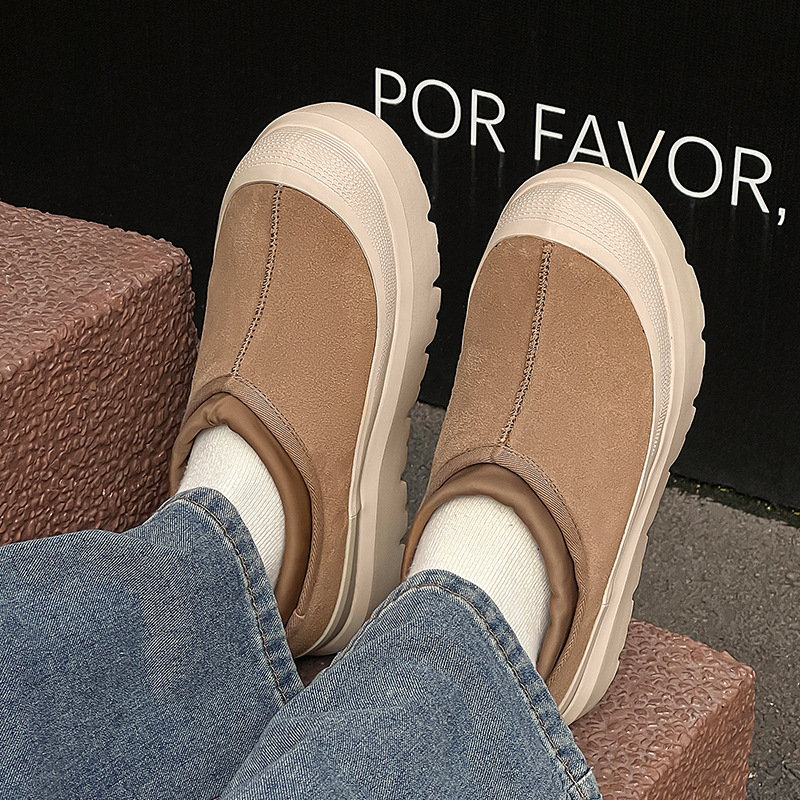 Botine de zăpadă cu blană integrată, unisex; partea superioară: blană integrată, căptușeală interioară de pluș scurt artificial, talpă din cauciuc, toc mediu 3–5 cm