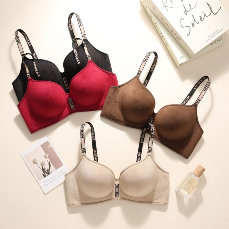 Push-up σουτιέν, φλάνελ, διαπνέον, σε σχήμα V, 3/4 κύπελλο