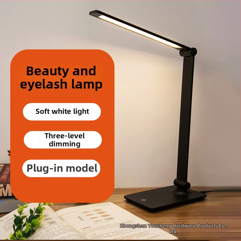 Sklopiva LED USB stolna svjetiljka za kozmetičke salone – zaštita očiju, osvjetljenje za nokte i trepavice, 7W, upravljanje dodirom, metalno sjenilo
