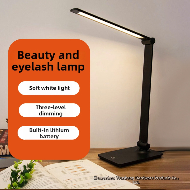 Sklopiva LED USB stolna svjetiljka za kozmetičke salone – zaštita očiju, osvjetljenje za nokte i trepavice, 7W, upravljanje dodirom, metalno sjenilo
