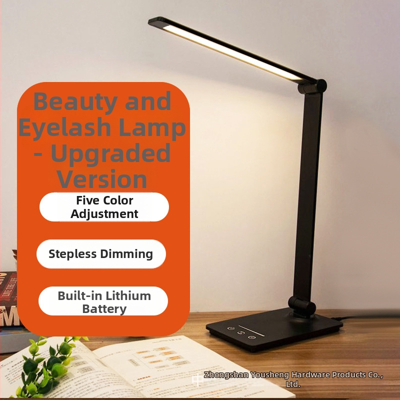 Sklopiva LED USB stolna svjetiljka za kozmetičke salone – zaštita očiju, osvjetljenje za nokte i trepavice, 7W, upravljanje dodirom, metalno sjenilo