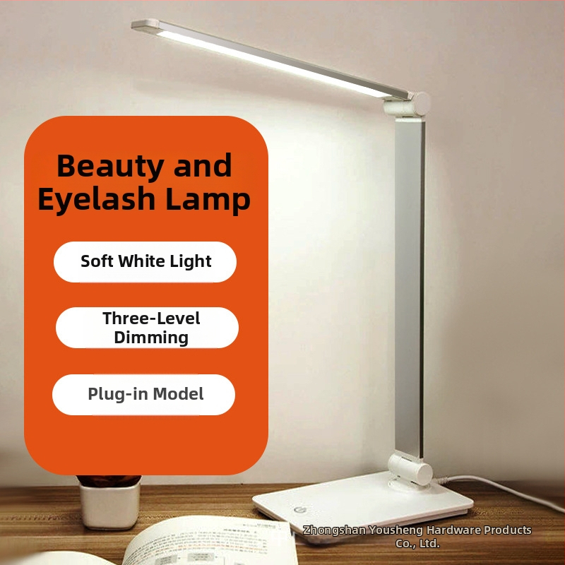 Sklopiva LED USB stolna svjetiljka za kozmetičke salone – zaštita očiju, osvjetljenje za nokte i trepavice, 7W, upravljanje dodirom, metalno sjenilo