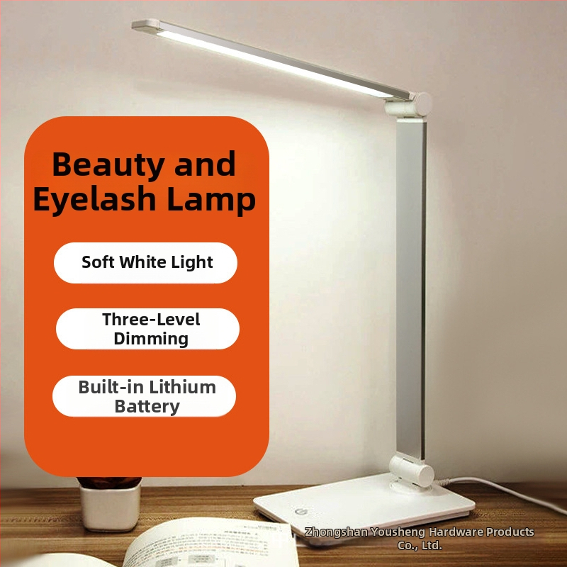Sklopiva LED USB stolna svjetiljka za kozmetičke salone – zaštita očiju, osvjetljenje za nokte i trepavice, 7W, upravljanje dodirom, metalno sjenilo