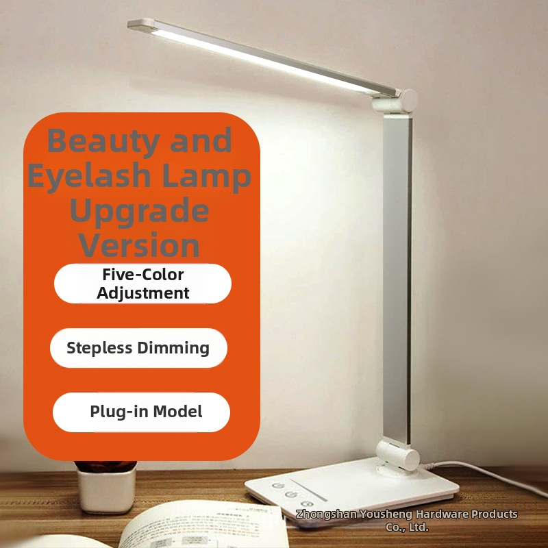 Sklopiva LED USB stolna svjetiljka za kozmetičke salone – zaštita očiju, osvjetljenje za nokte i trepavice, 7W, upravljanje dodirom, metalno sjenilo