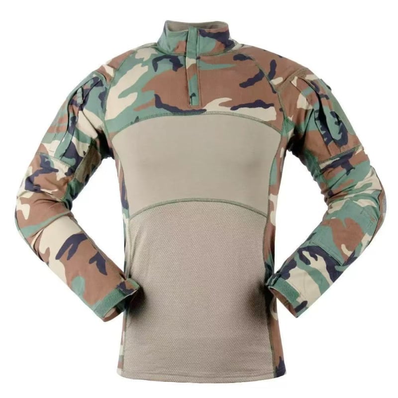 Εκπαιδευτικό τακτικό σετ, καμουφλάζ, πλεκτό μείγμα βαμβακιού, αναπνέουσα, απομάκρυνση υγρασίας, unisex, μακριά μανίκια