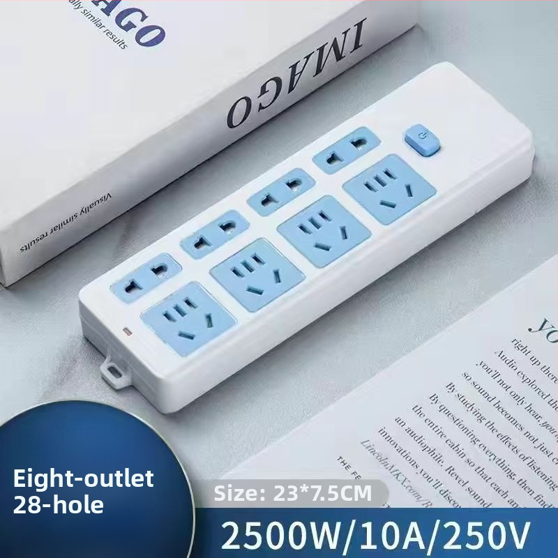 Rozvodka s viacerými zásuvkami pre domáce použitie, 10A/2500W, puzdro PP+PC, CCC certifikované, 220-250V