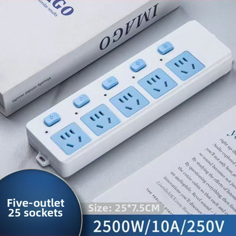 Rozvodka s viacerými zásuvkami pre domáce použitie, 10A/2500W, puzdro PP+PC, CCC certifikované, 220-250V