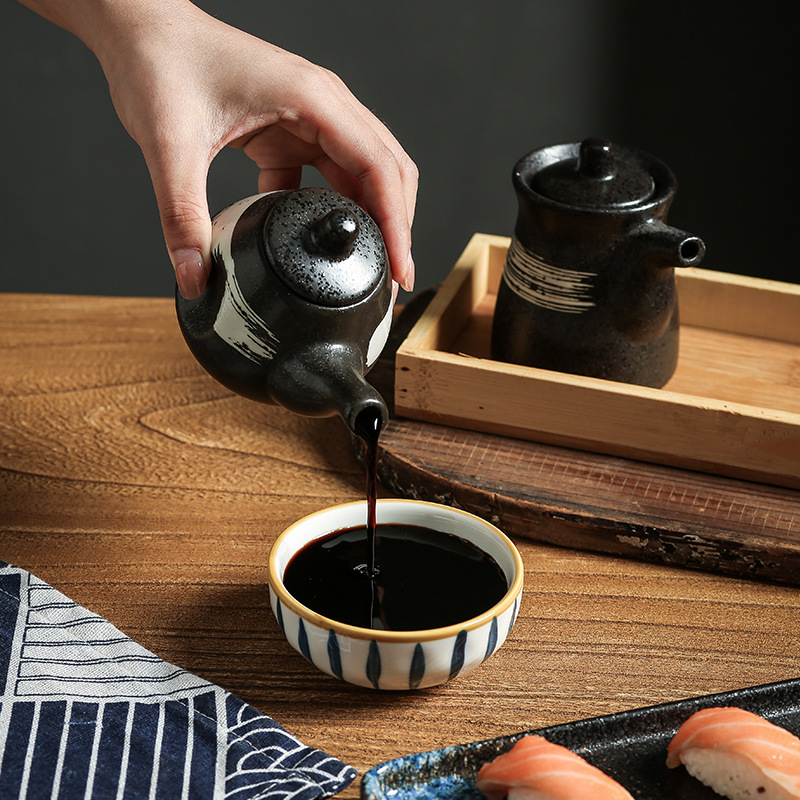 Vas ceramic pentru condimente, stil japonez, cu logo personalizabil, compatibil cu condimente solide, lansare 2023