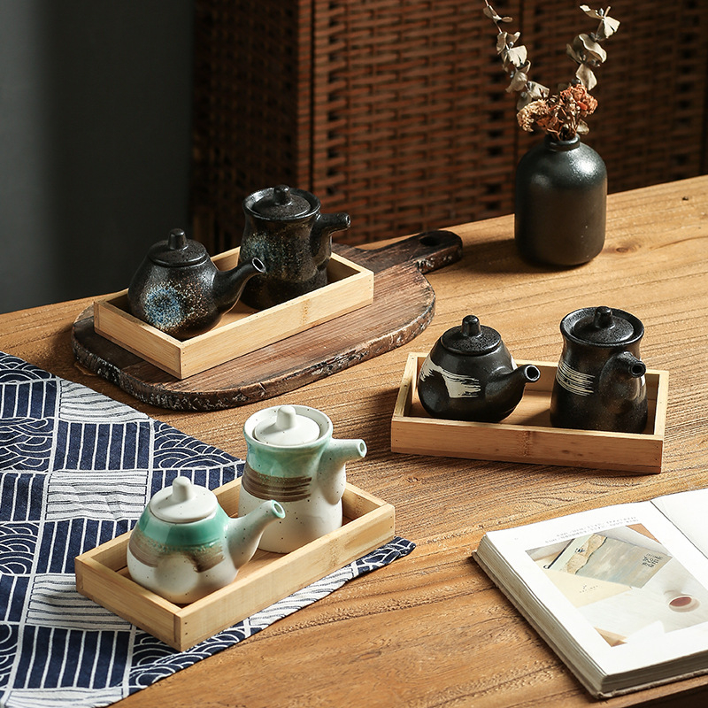 Vas ceramic pentru condimente, stil japonez, cu logo personalizabil, compatibil cu condimente solide, lansare 2023