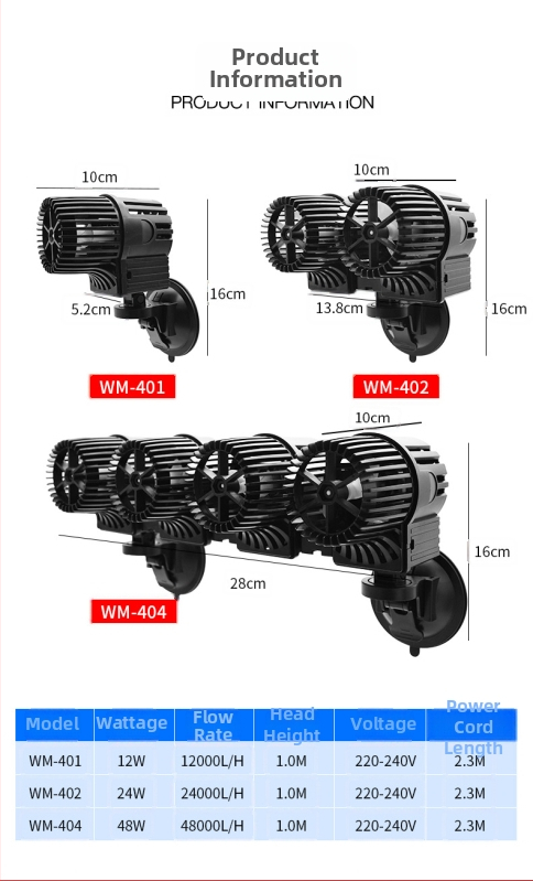 Hiteng pumpa za stvaranje valova u akvariju – 12W/24W/48W, generator valova s visokim protokom