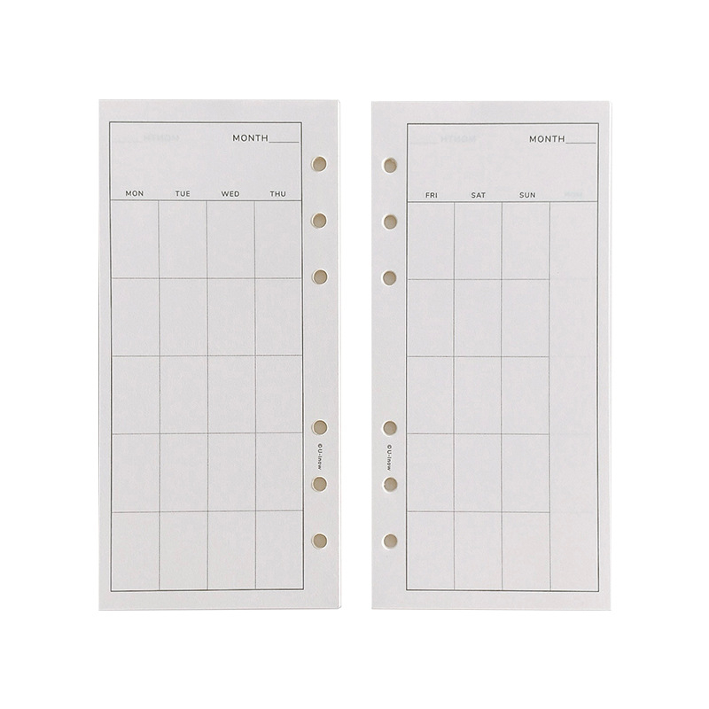 Planner cu foi detașabile, hârtie 120 g TianYue, pagini cu grilă și goale