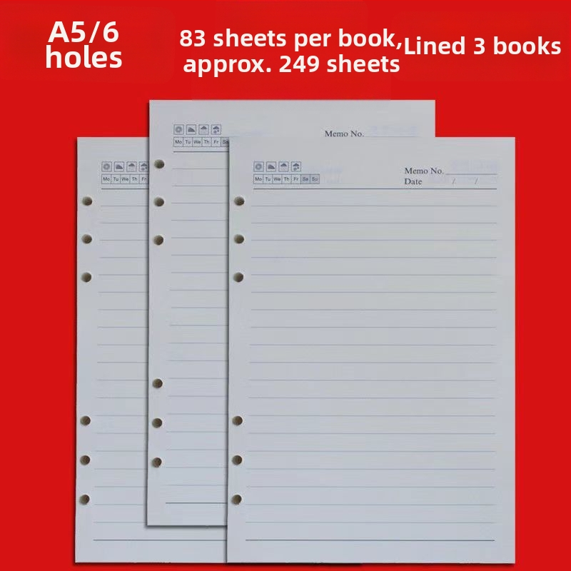 A5 unutarnje stranice sa 6 rupa — zamjenski jezgrom za bilježnice s listovima