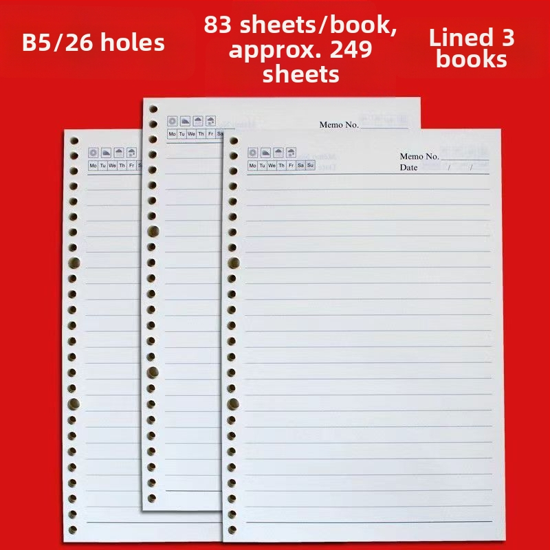 A5 unutarnje stranice sa 6 rupa — zamjenski jezgrom za bilježnice s listovima