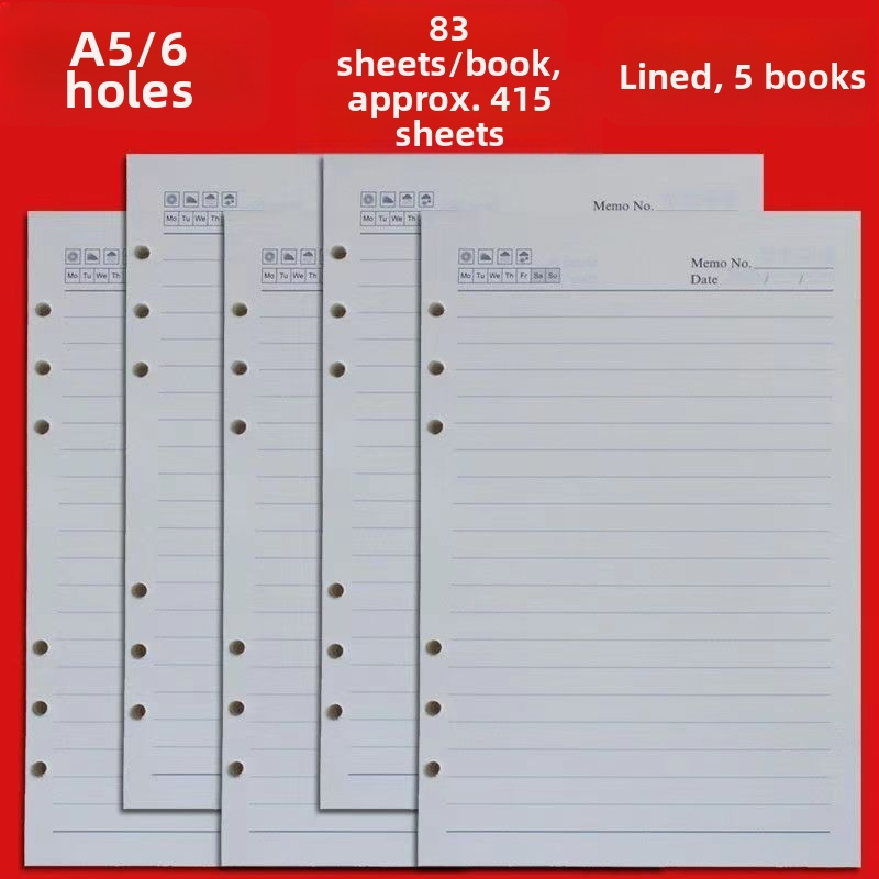 A5 unutarnje stranice sa 6 rupa — zamjenski jezgrom za bilježnice s listovima