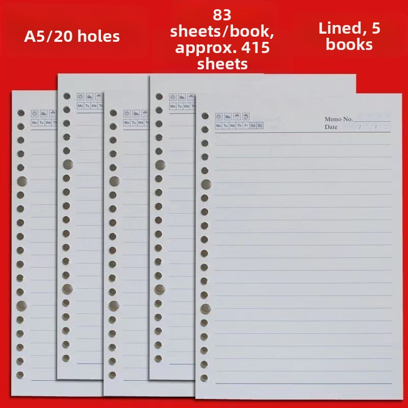 A5 unutarnje stranice sa 6 rupa — zamjenski jezgrom za bilježnice s listovima