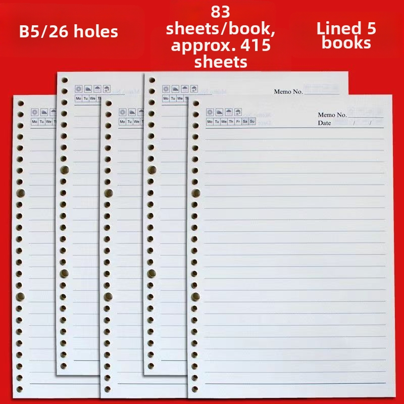 A5 unutarnje stranice sa 6 rupa — zamjenski jezgrom za bilježnice s listovima