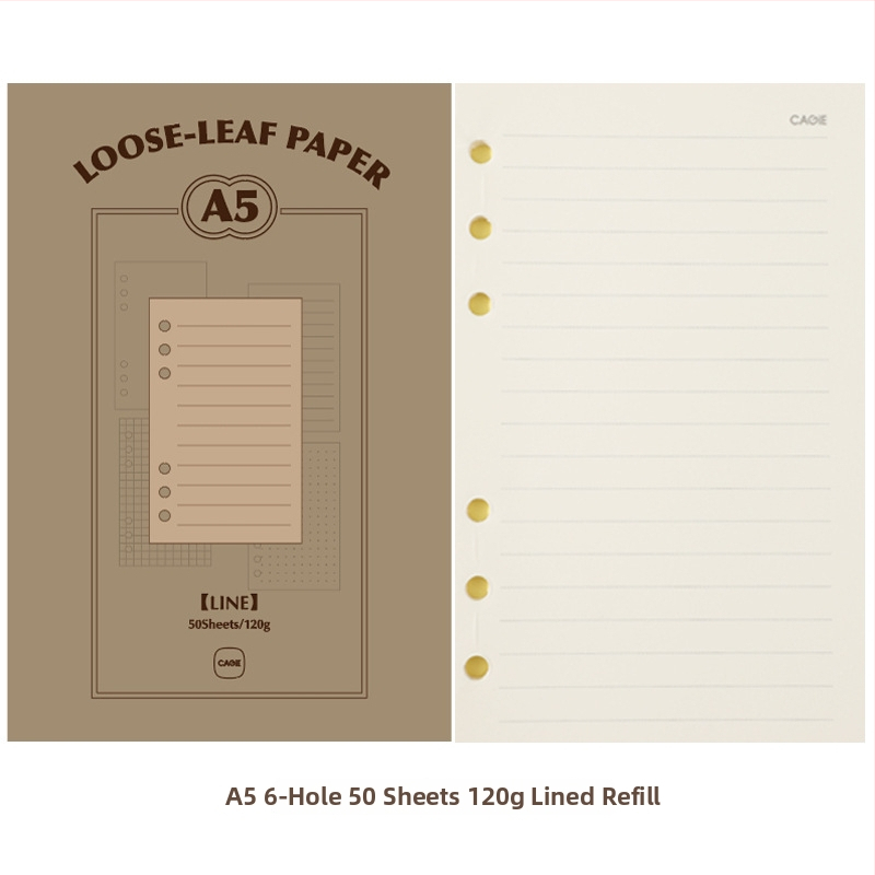 CAGIE M5a6 Refill listova za slobodne listove, A6, 50 listova, Papir od nerafinirane drvne celuloze