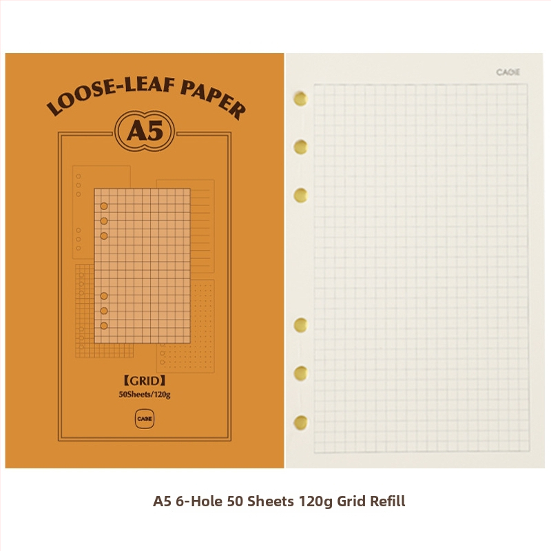 CAGIE M5a6 Refill listova za slobodne listove, A6, 50 listova, Papir od nerafinirane drvne celuloze
