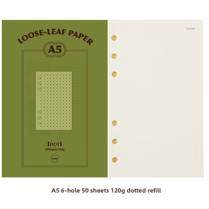 CAGIE M5a6 Refill listova za slobodne listove, A6, 50 listova, Papir od nerafinirane drvne celuloze